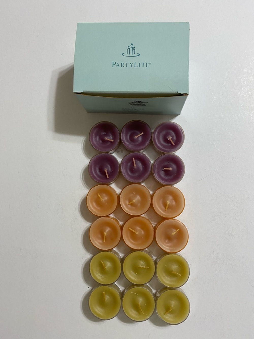 PartyLite Fall Fruits Tealight Candle Set in Purple, Peach & Olive -NWT